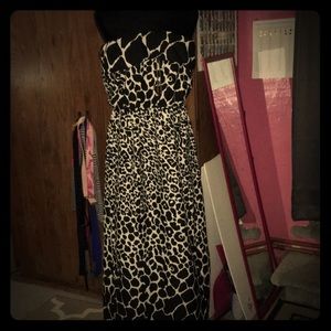 Animal print strapless maxi dress